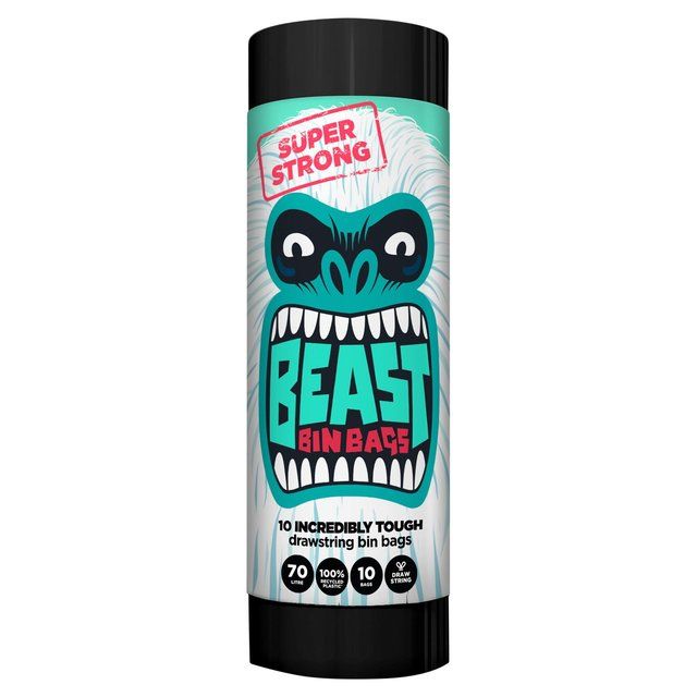 BEAST Incredibly Tough Drawstring Bin Bags 70L 10 per pack - McGrocer