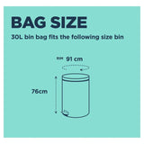 BEAST Incredibly Tough Tall and Slim Drawstring Pedal Bin Bags 30L 10 per pack - McGrocer