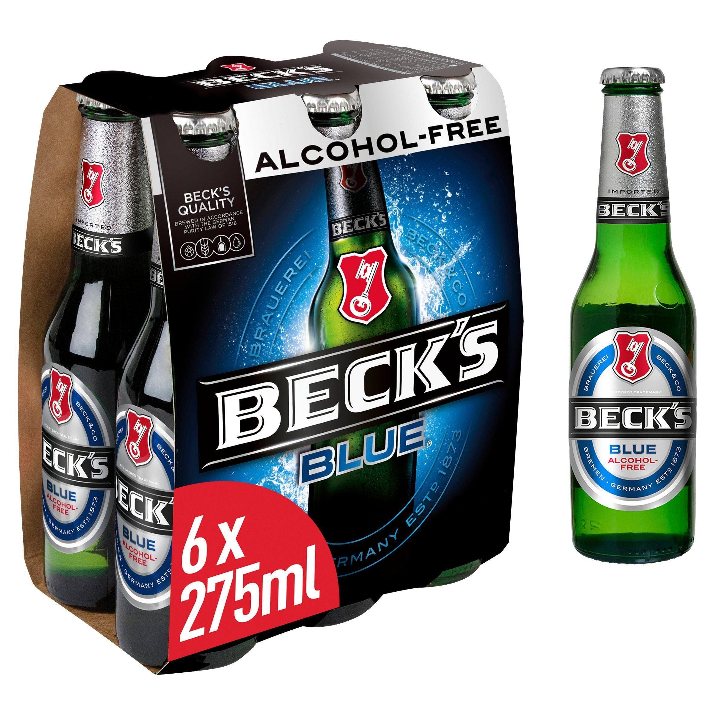 Beck's Blue Alcohol Free Beer Bottles x6 275ml - McGrocer