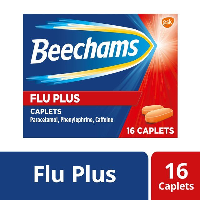 Beechams Flu Plus Cold Flu & Cough Relief with Paracetamol Caplets 16 per pack - McGrocer