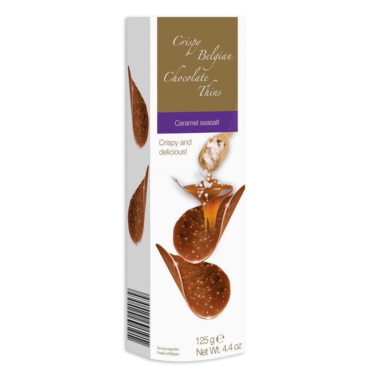 Belgian Chocolate Thins Caramel and Sea Salt, 4 x 125g - McGrocer