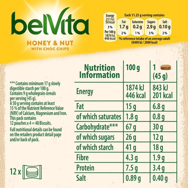 Belvita Honey & Nuts Choc Chips Breakfast Biscuits 5 per pack - McGrocer
