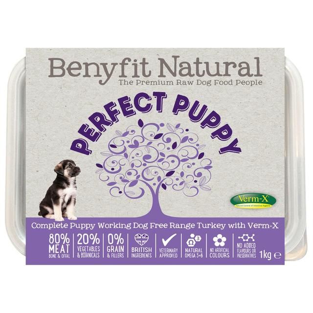 Benyfit Natural Puppy Turkey Complete Raw Working Dog Food with Verm-X 1kg - McGrocer