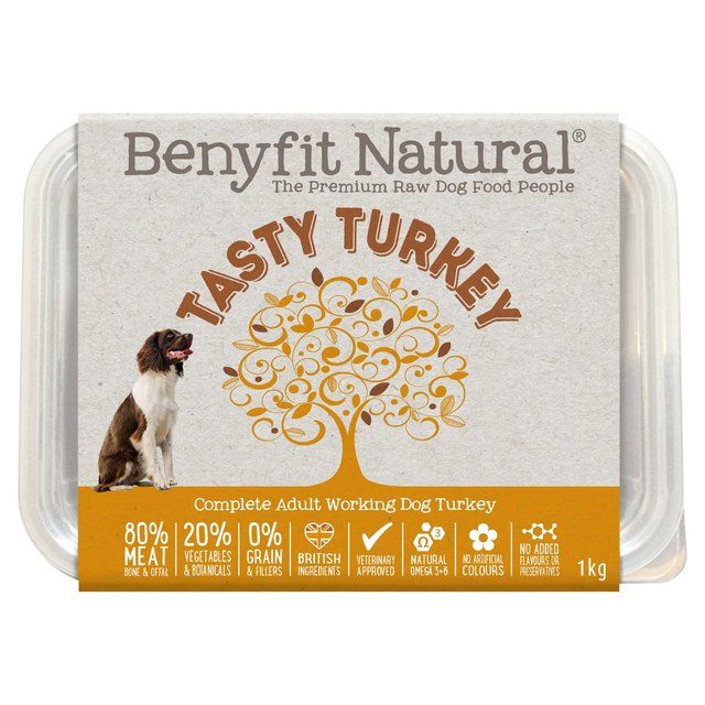 Benyfit Natural Tasty Turkey Complete Adult Raw Working Dog Food 1kg - McGrocer