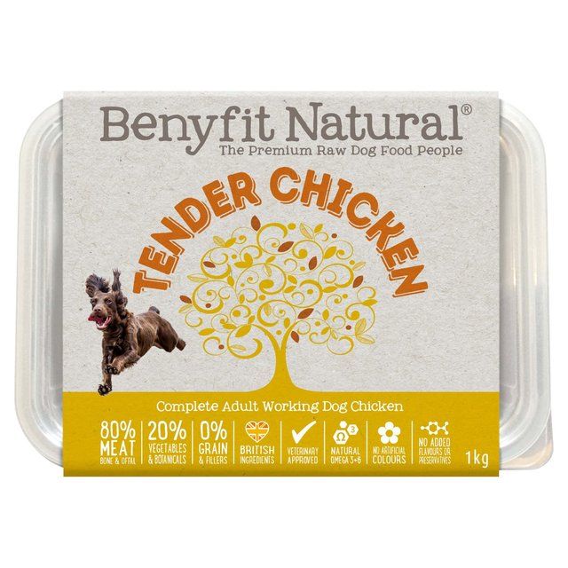 Benyfit Natural Tender Chicken Complete Adult Raw Working Dog Food   1kg - McGrocer