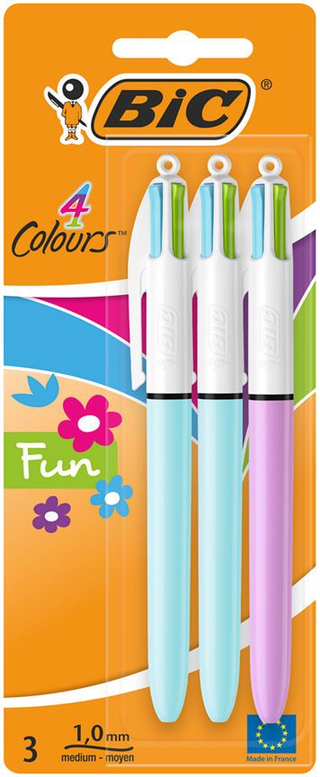 Bic Bic 4 Colour Fun Ball Point Pens - 3Pk - McGrocer