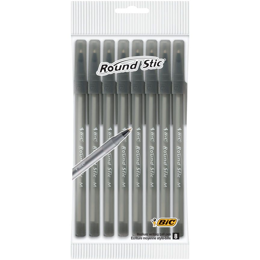 Bic Black Round Stic Ball Pens - McGrocer
