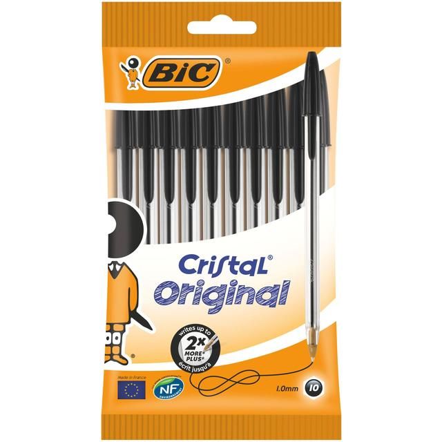 BIC Cristal Original Ballpoint Pens Black Box of 10 10 per pack - McGrocer