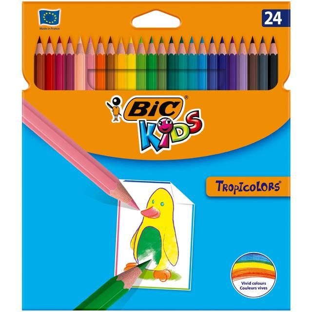 BIC Kids Tropicolors Colouring Pencils Wallet of 24   24 per pack - McGrocer