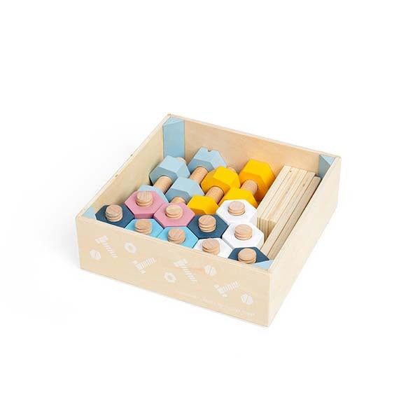 Bigjigs Toys Crate of Woden Nuts and Bolts - McGrocer