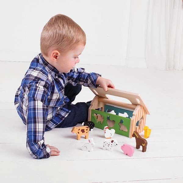 Bigjigs Toys Wooden Farmhouse Shape Sorter Toy - McGrocer