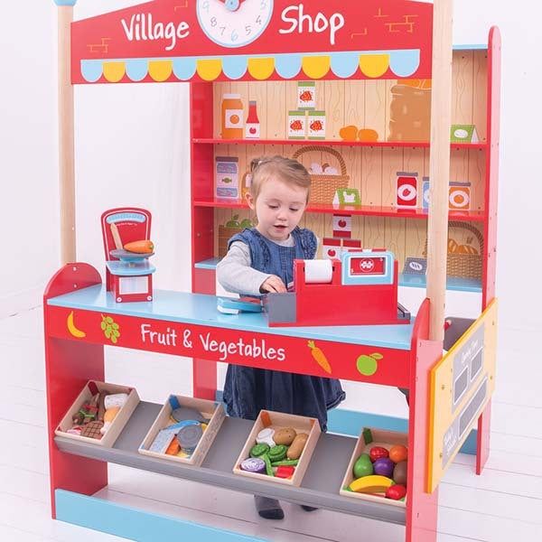 Bigjigs Toys Wooden Village Shop Playset - McGrocer