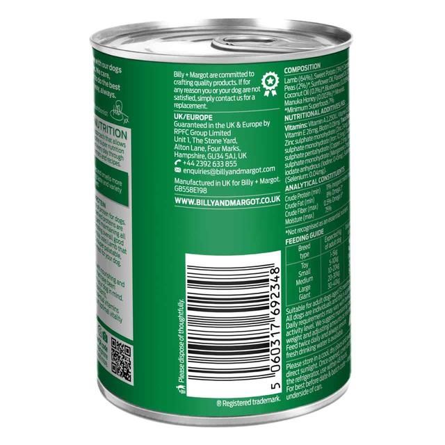 Billy + Margot Lamb with Superfood Blend Wet Can 395g - McGrocer