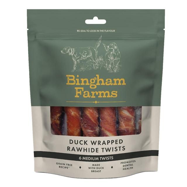 Bingham Farms Duck Wrapped Rawhide Twist Med 6 per pack - McGrocer