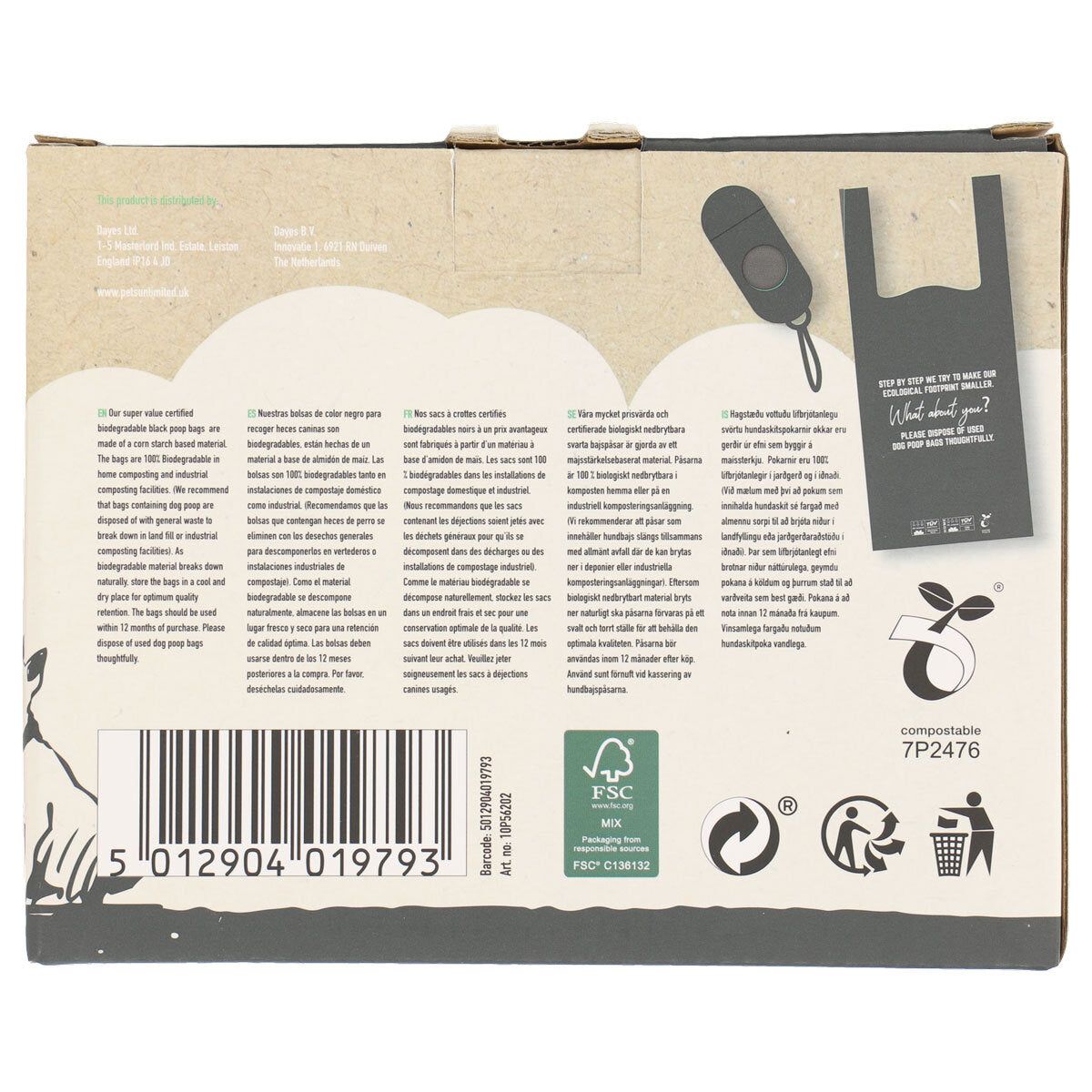 Biodegradable Dog Poop Bags, 370 Bags & 1 Dispenser - McGrocer