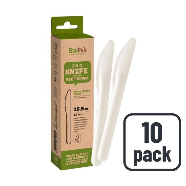 BioPak White Paper Knives 10 per pack - McGrocer