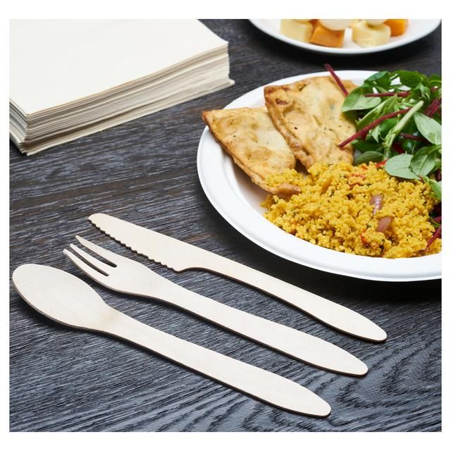 BioPak Wooden Cutlery For 6 People 18 per pack - McGrocer