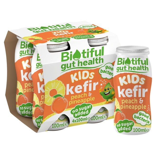 Biotiful Gut Health Peach & Pineapple Kids Kefir 4 x 100ml - McGrocer