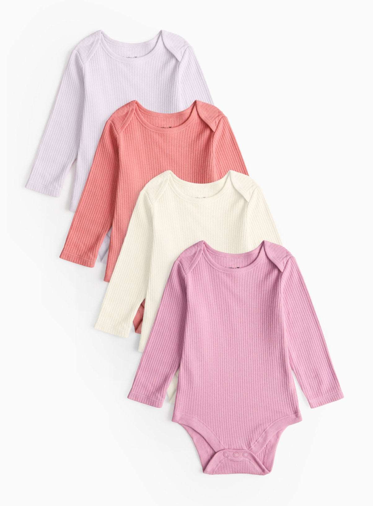 Bloom Ribbed Plain Long Sleeve Bodysuit 4 Pack Up to 1 mth - McGrocer