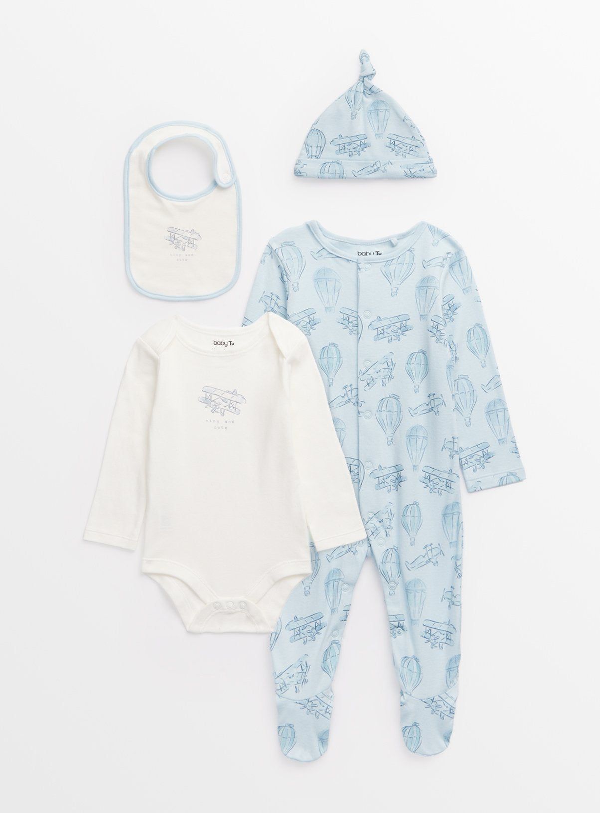 Blue Aeroplane Print 4-Piece Starter Set 6-9 months - McGrocer