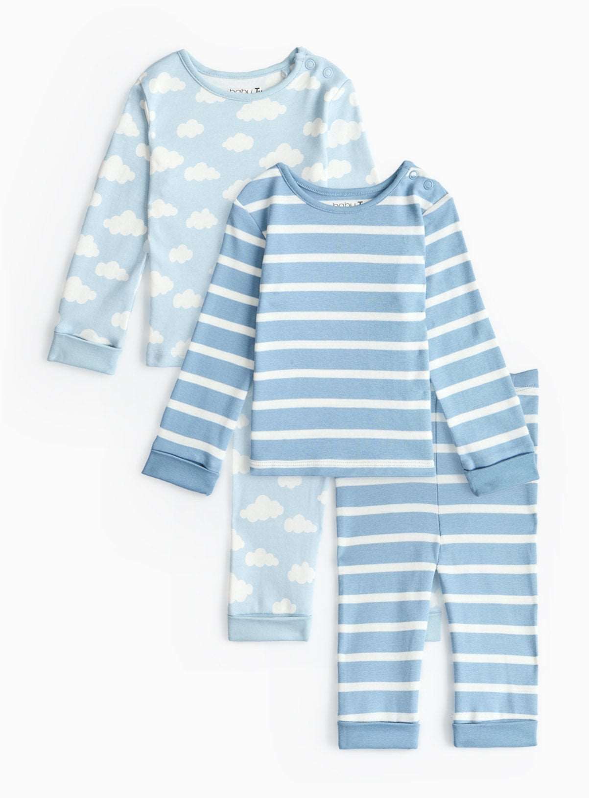Blue Cloud & Stripe Print Pyjama Set 2 Pack 9-12 months - McGrocer