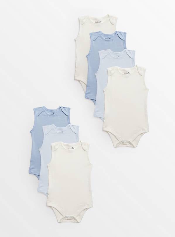 Blue Sleeveless Bodysuit 7 Pack Newborn - McGrocer
