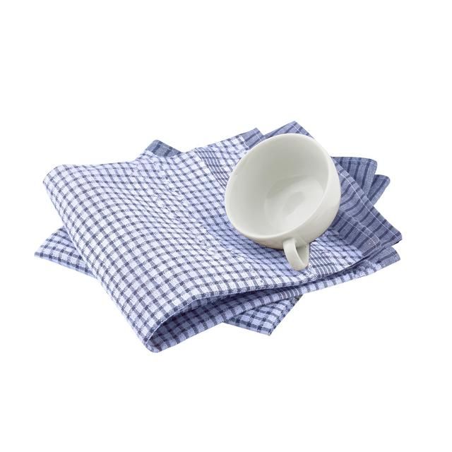 Blue & White Check Tea Towels 2 per pack - McGrocer