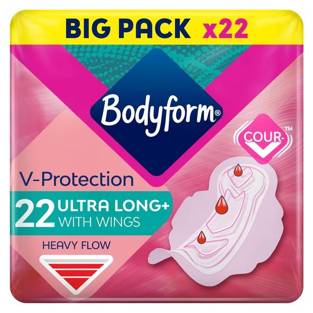 Bodyform Cour-V Ultra Long Sanitary Towels Wings   22 per pack - McGrocer
