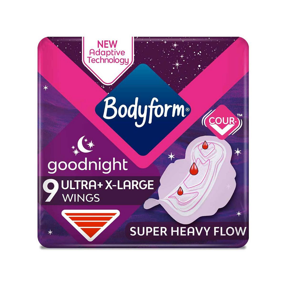 Bodyform Ultra Towels Goodnight Extra Large Wings x9 - McGrocer