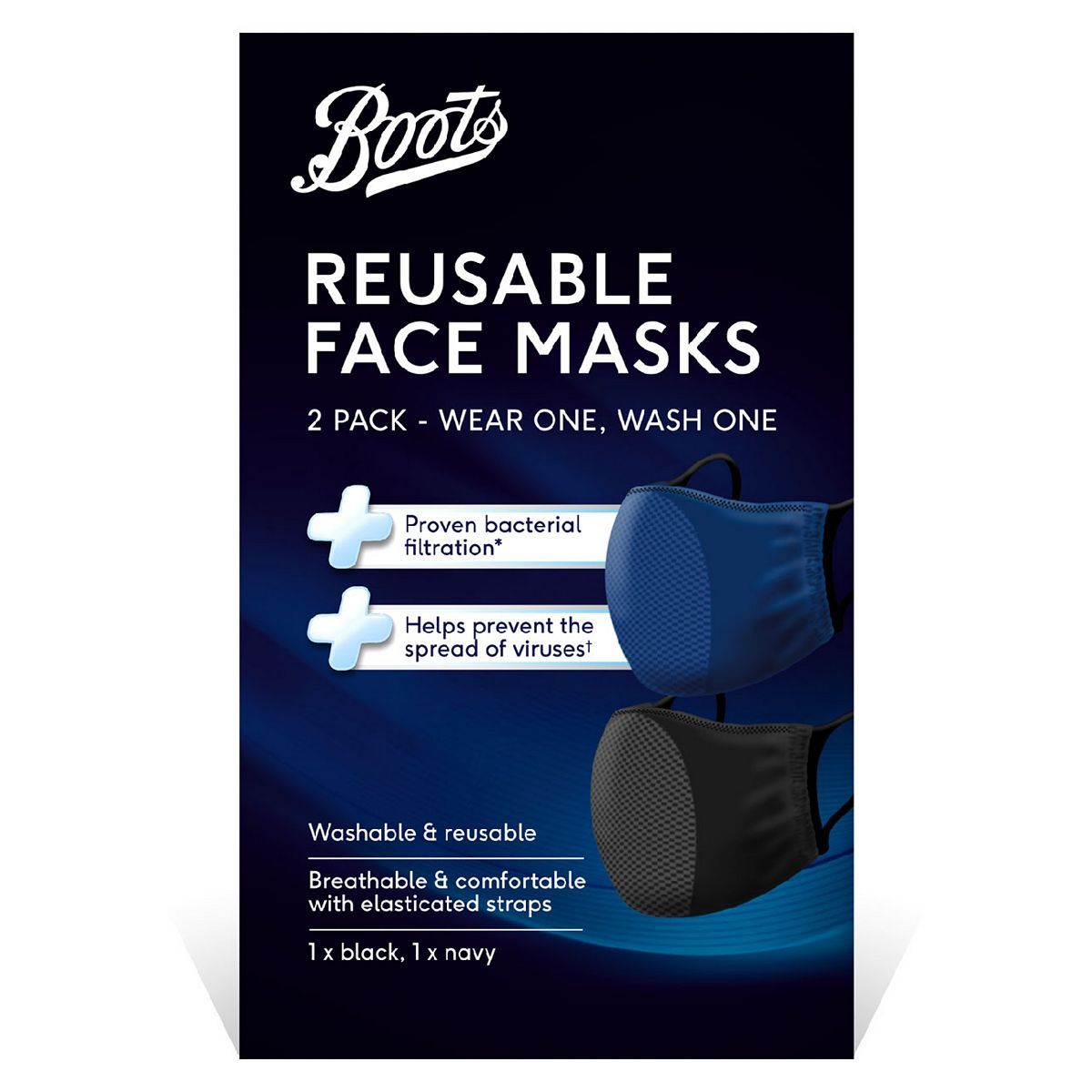 Boots Adults Reusable Face Masks - 2 Pack - McGrocer