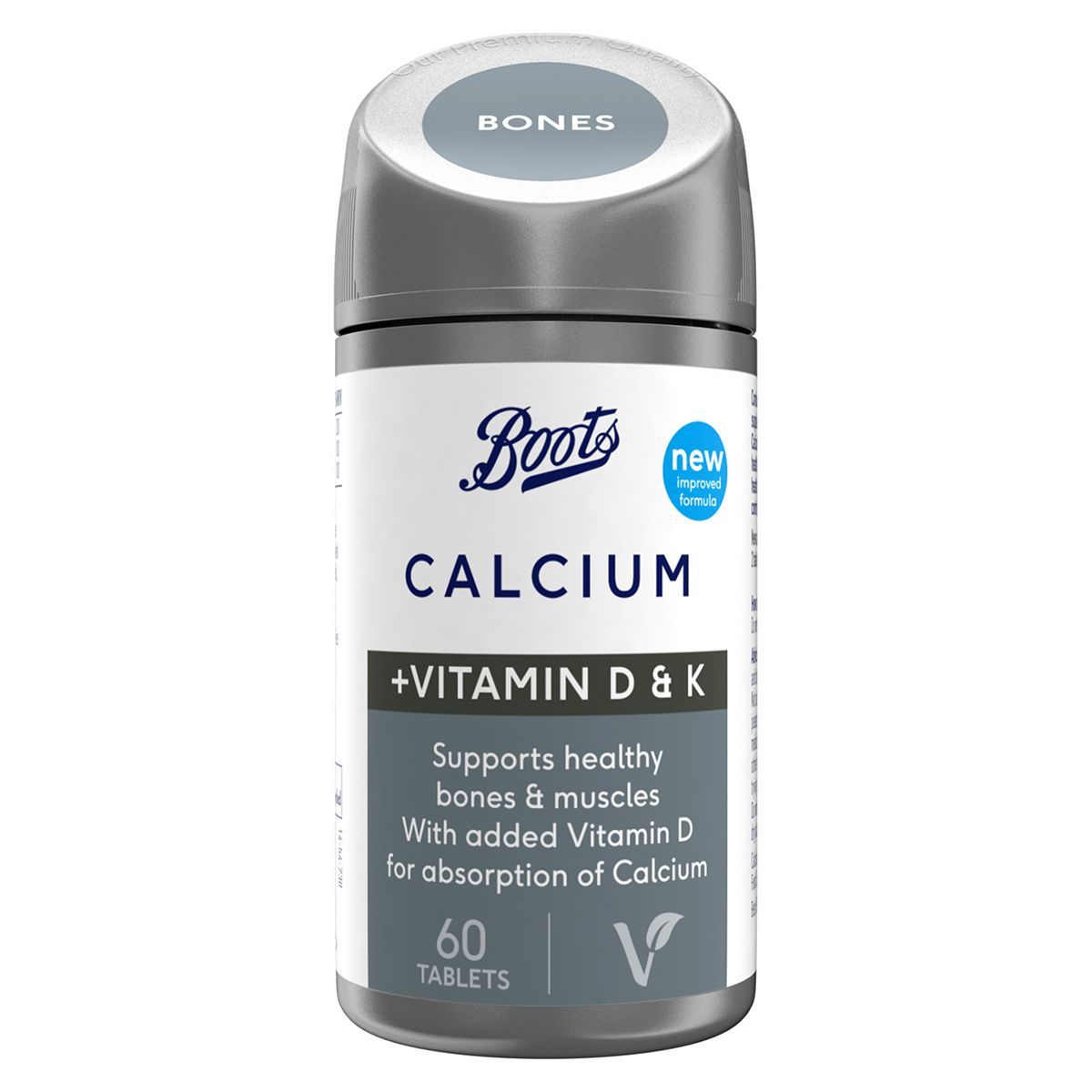 Boots Calcium + Vitamins D & K 60 Tablets (1 month supply) - McGrocer