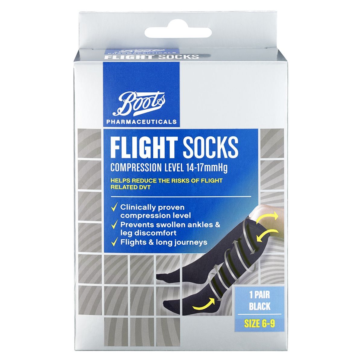 Boots Flight Socks Compression Level 14-17mmHg Size 6-9- 1 Pair - McGrocer