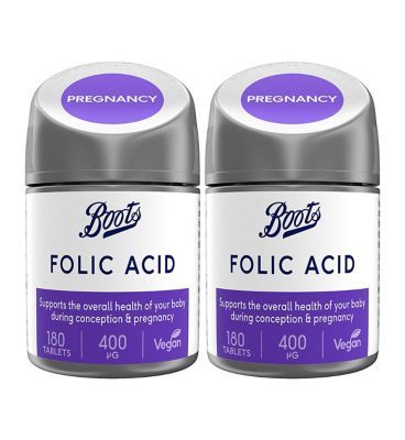 Boots Folic Acid Bundle: 2 x 180 Tablets (1 year supply) - McGrocer