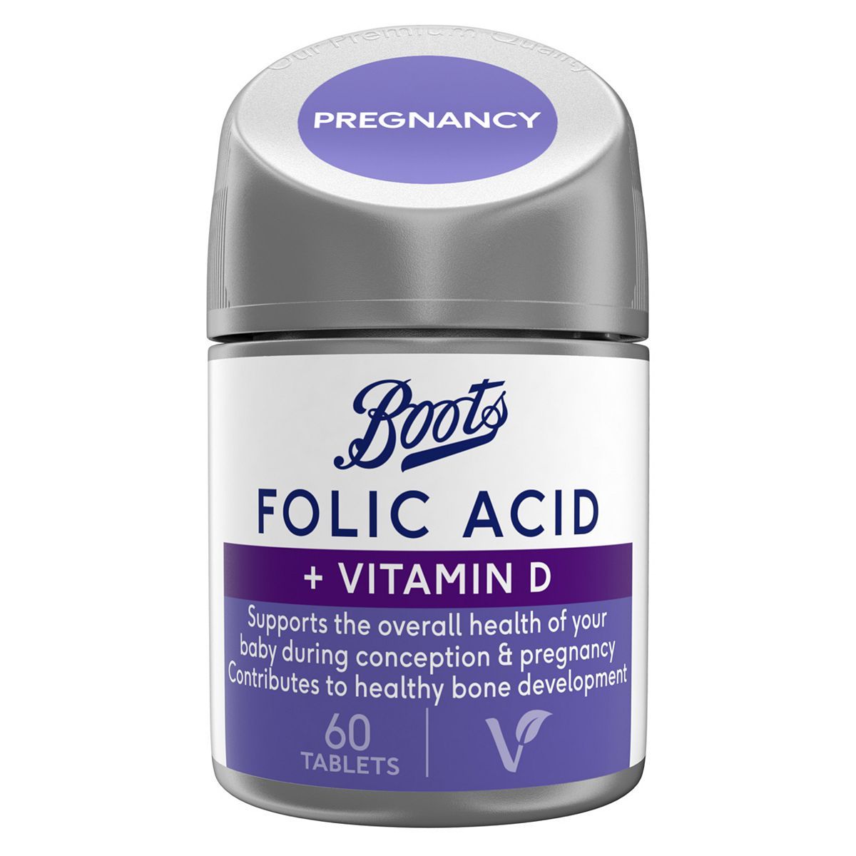 Boots Folic Acid + Vitamin D 60 Tablets (2 month supply) - McGrocer
