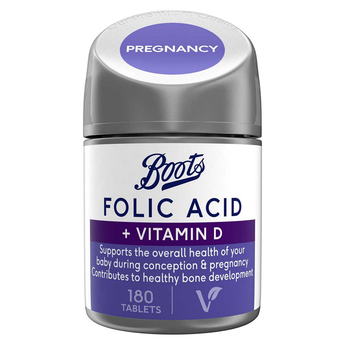 Boots Folic Acid + Vitamin D Tablets - 180 Tablets - McGrocer