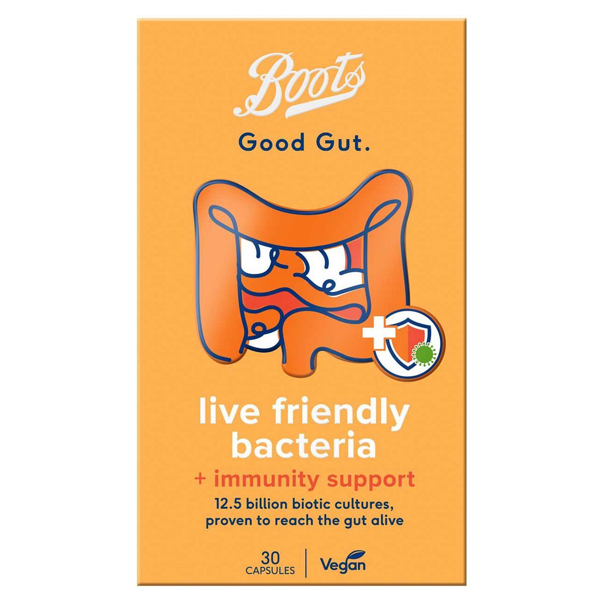 Boots Good Gut Live Friendly Bacteria +Immunity Support, 30 Capsules - McGrocer