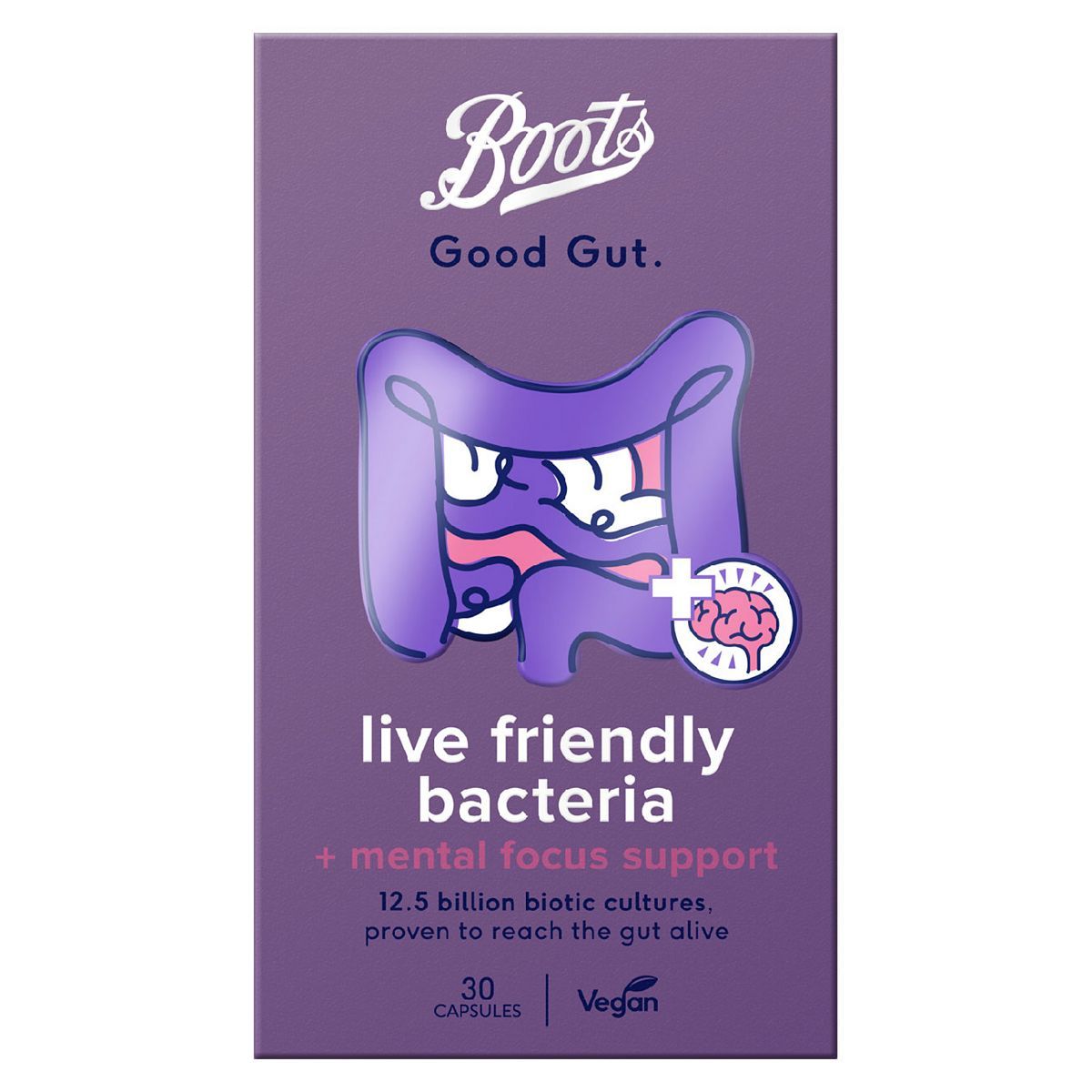 Boots Good Gut Live Friendly Bacteria + Mental Focus Support 30 Capsules - McGrocer