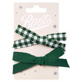 Boots Kids Green and White Gingham Bow Clip - McGrocer
