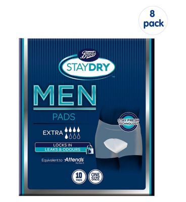 Boots Staydry Men Extra Pads - 80 Pads (8 Pack Bundle) - McGrocer