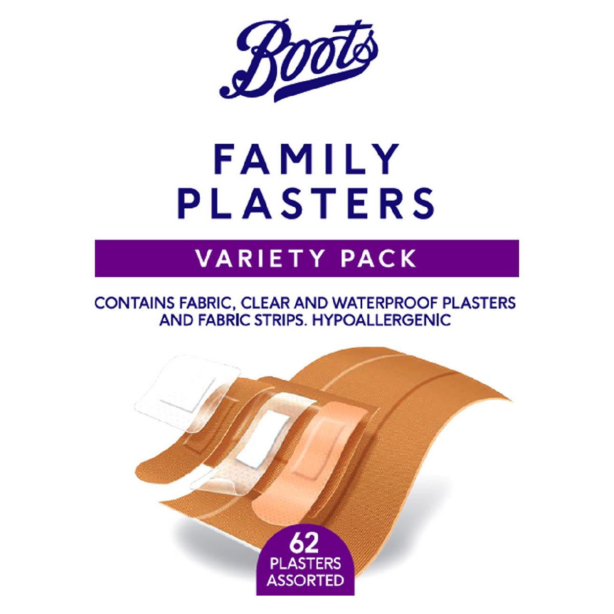 Boots Variety Pack Family Plasters - 62 Pack - McGrocer
