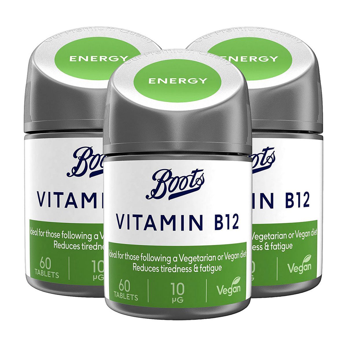 Boots Vitamin B12 10ug Bundle: 3 x 60 Tablets (6 month supply) - McGrocer