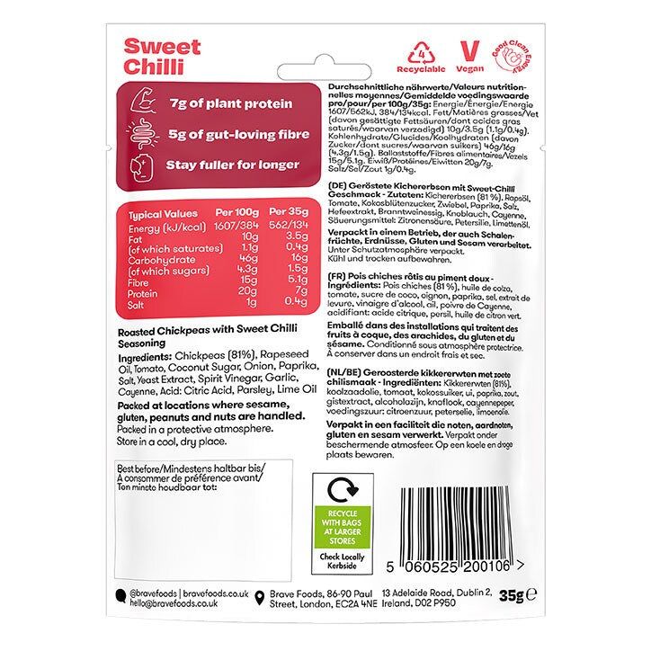 BRAVE Crunchy Chickpeas Sweet Chilli 35g Sea Salt