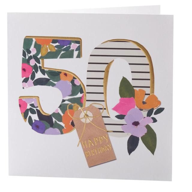 Bright Floral 50th Birthday Card