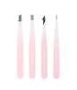 Brushworks HD 4 Piece Combination Tweezer Set - White & Pink