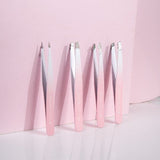 Brushworks HD 4 Piece Combination Tweezer Set - White & Pink