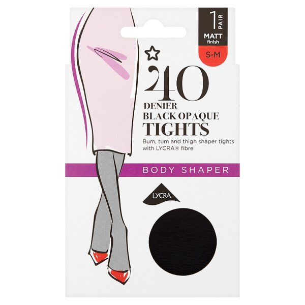 Superdrug 1 Pack 40 Denier Shaper Tights Black S/M GOODS Superdrug