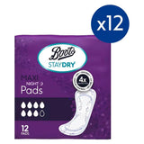 Staydry Maxi Night Pads for Moderate to Heavy Incontinence 12 Pack Bundle – 144 Liners GOODS Boots