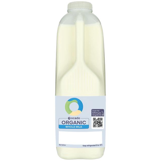 Ocado Organic British Whole Milk 2 Pints 1.136L - McGrocer