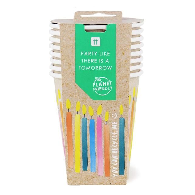 Candles Recyclable Paper Party Cups 8 per pack