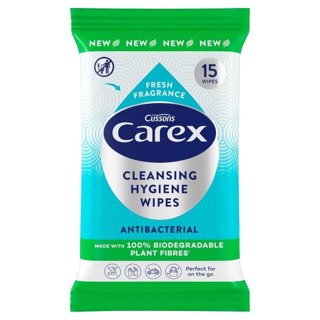 Carex Biodegradable Antibacterial Hand Wipes 15 per pack
